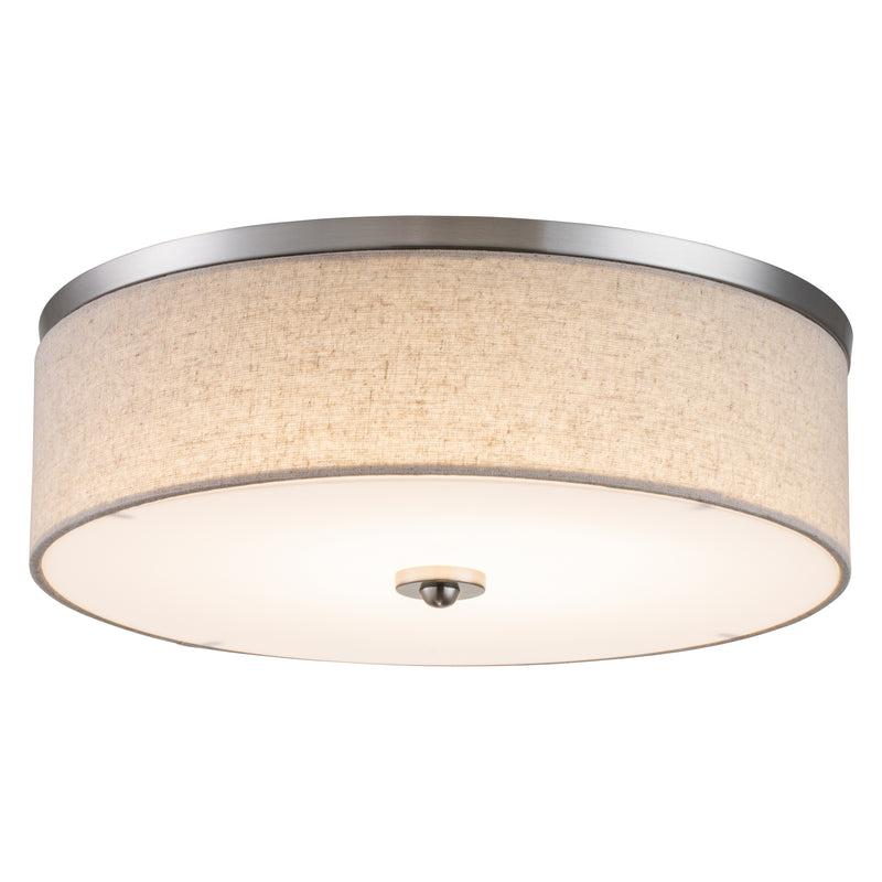 15 in. Brushed Nickel Dimmable 23-Watt Selectable LED Flush Mount Ceiling Light 3000K/4000K/5000K With Fabric Shade