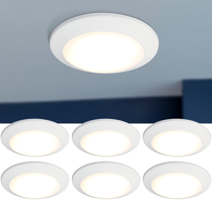 C Cattleya 7.5 in. Dimmable 15W 3000K LED Recessed Surface Mounted Round Disk Light(6-Pack)