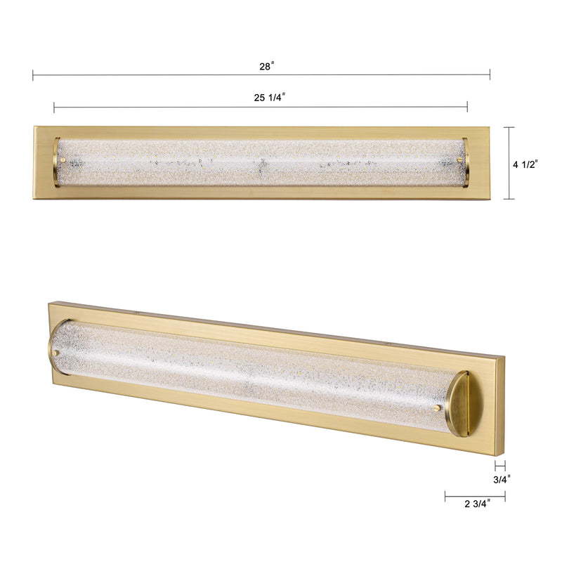 C Cattleya Brushed Gold LED Bathroom Vanity Light Bar with Clear Sandy Glass