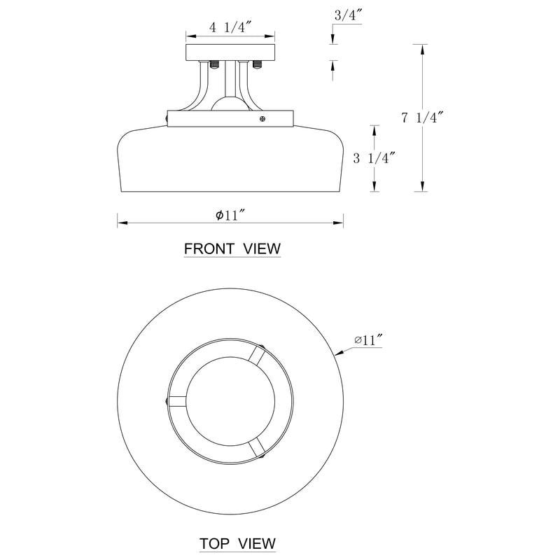 3-Light Satin Nickel Semi Flush Mount with Glass Shade
