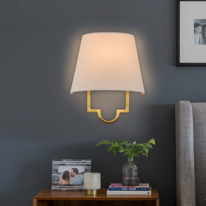 1-Light Gold Dimmable Wall lamp with Fabric Shade