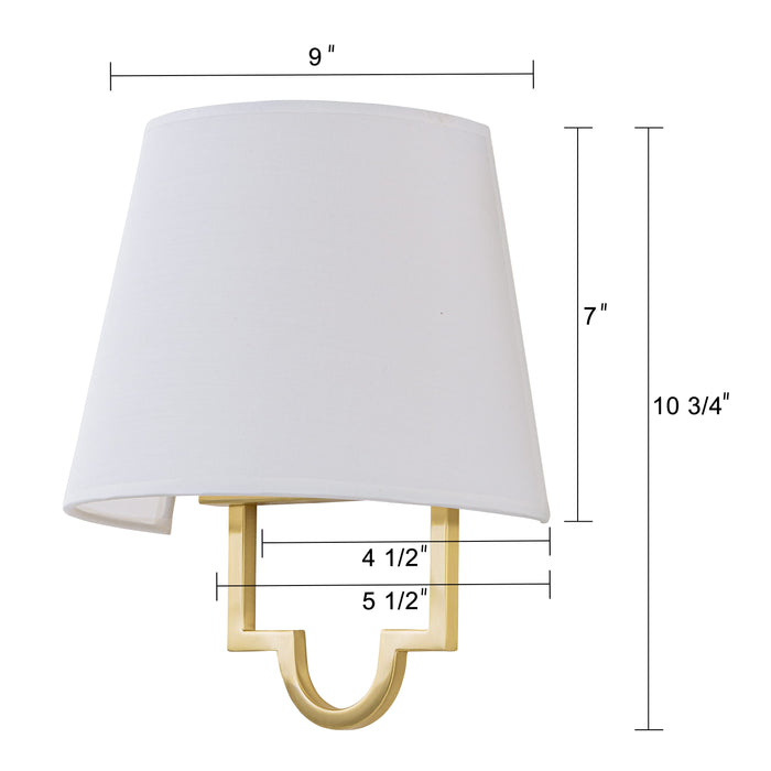 1-Light Gold Dimmable Wall lamp with Fabric Shade