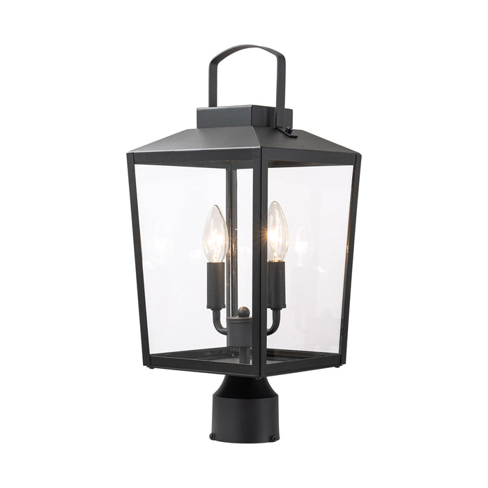 2-Light Matte Black Outdoor Post Lantern