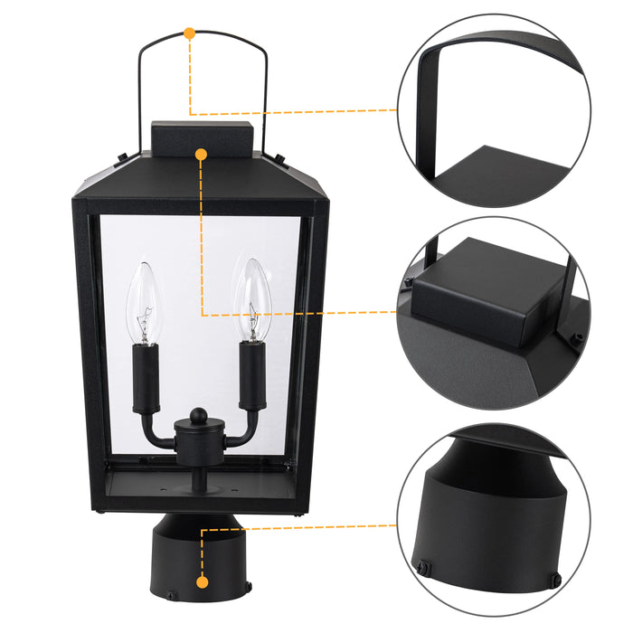 2-Light Matte Black Outdoor Post Lantern