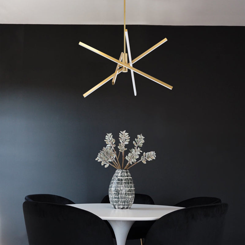 30-Watt 4-Light Black/Gold Sputnik LED Chandelier