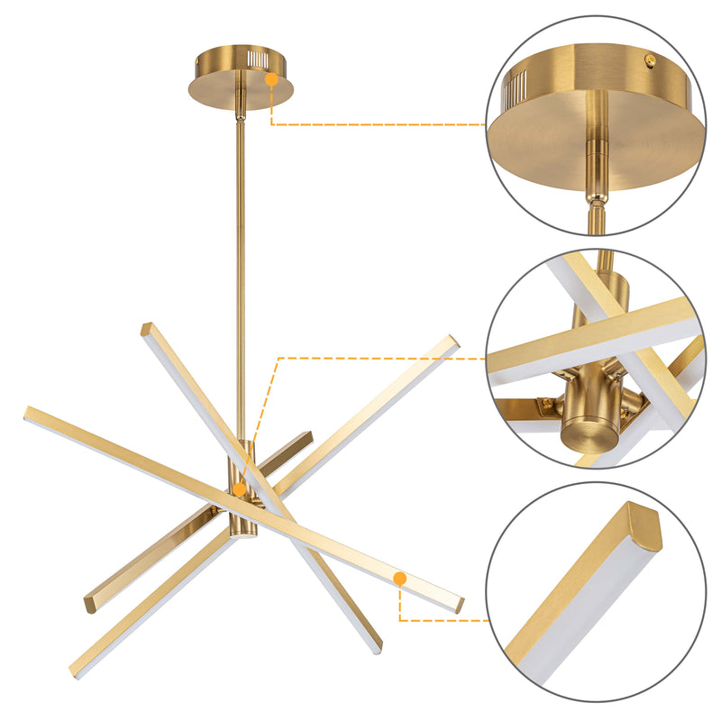 30-Watt 4-Light Black/Gold Sputnik LED Chandelier