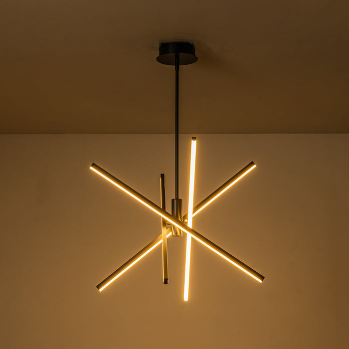 30-Watt 4-Light Black/Gold Sputnik LED Chandelier