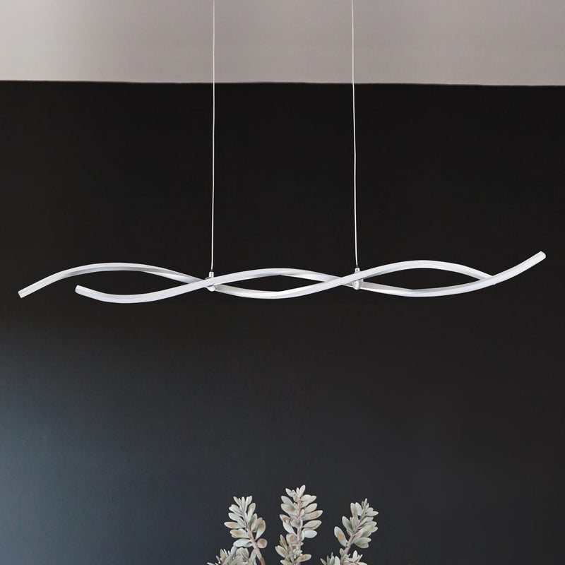 2-Light Silver Wave Spiral LED Chandelier