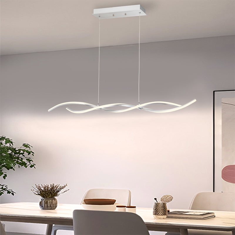 2-Light Silver Wave Spiral LED Chandelier