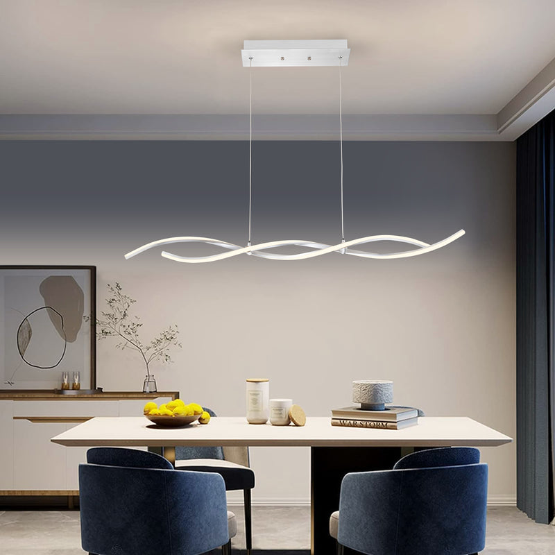 2-Light Silver Wave Spiral LED Chandelier
