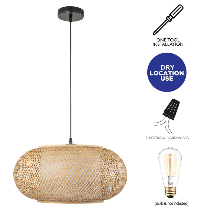Woven Rattan Pendant Light with Natural Elegance