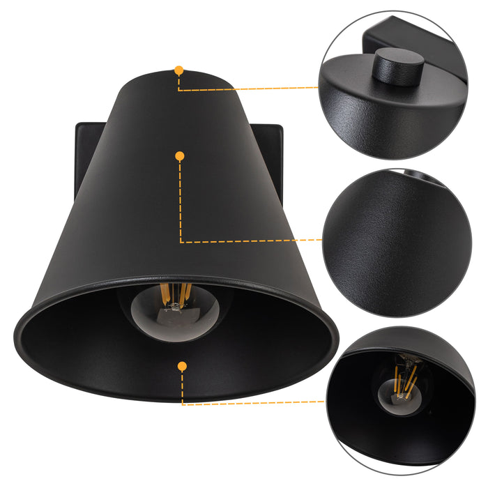 Contemporary Matte Black Wall Sconce with Gold Inner Glow