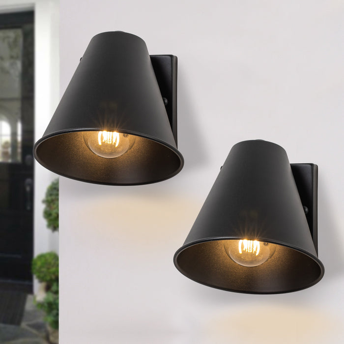 Contemporary Matte Black Wall Sconce with Gold Inner Glow