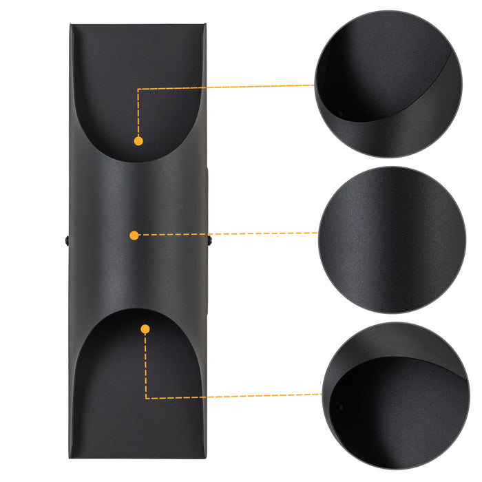 2-Light Matte Black Integrated LED Outdoor Wall Sconce(2-Pack)
