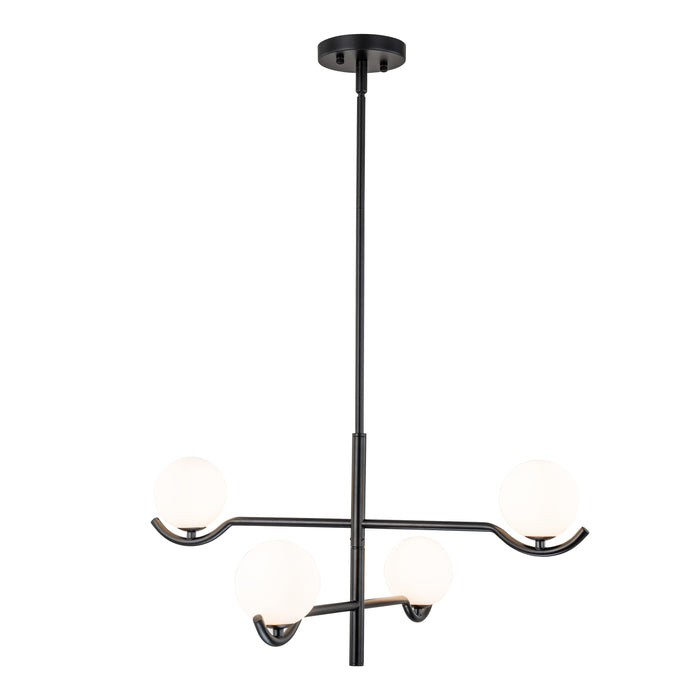 4-Light/6- Light Black Sputnik Chandelier with White Opal Glass