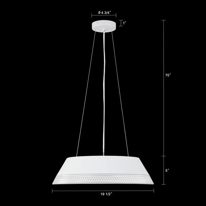 White Aluminum Dimmable LED Pendant Light with PVC Diffuser