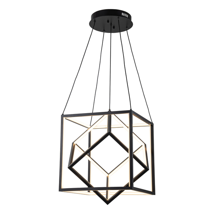Black Modern Geometric Cube LED Pendant Light