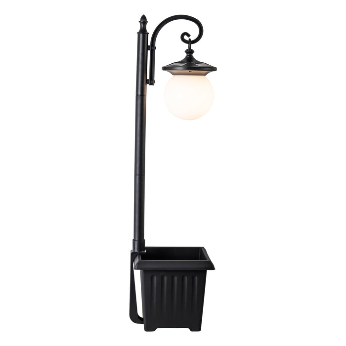 Solar Outdoor Post Light with Planter and Acrylic Shade