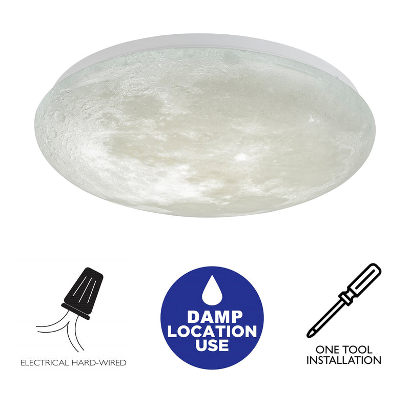 15" Dimmable Moon LED Flush Mount Ceiling Light