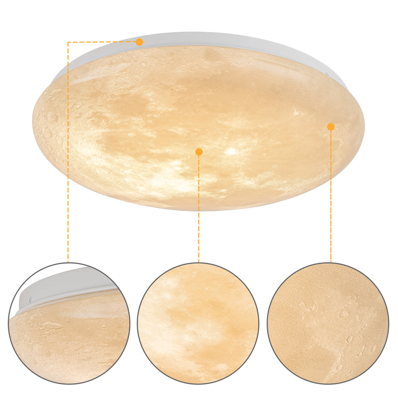 15" Dimmable Moon LED Flush Mount Ceiling Light