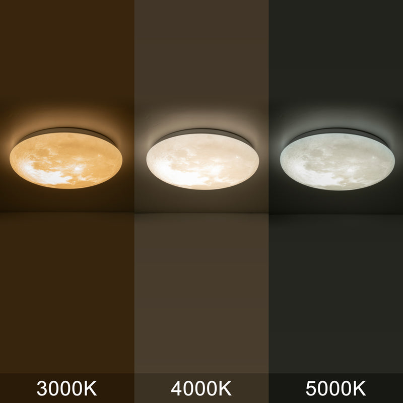 15" Dimmable Moon LED Flush Mount Ceiling Light