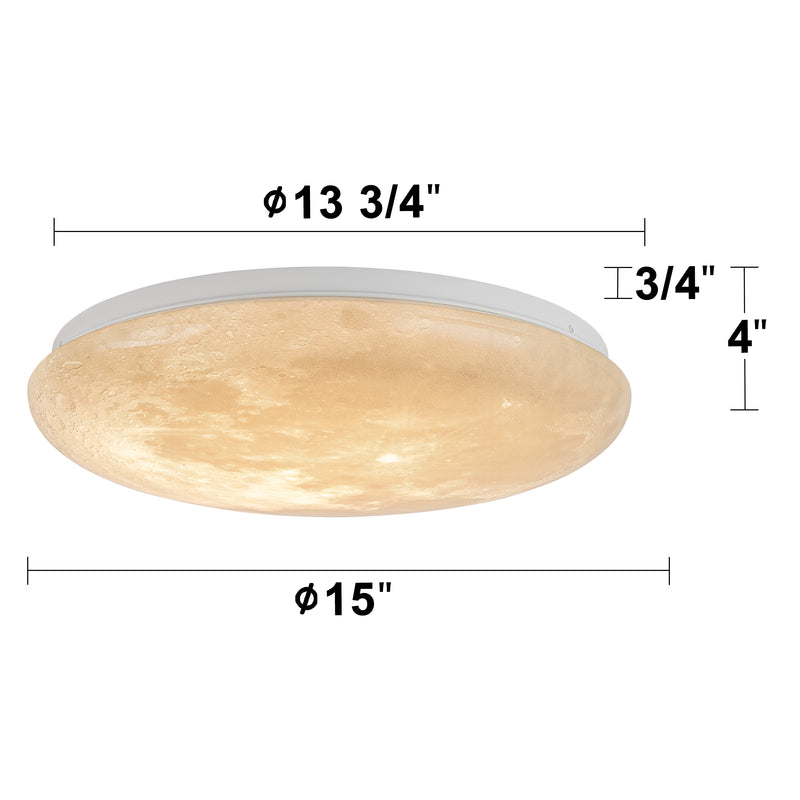 15" Dimmable Moon LED Flush Mount Ceiling Light