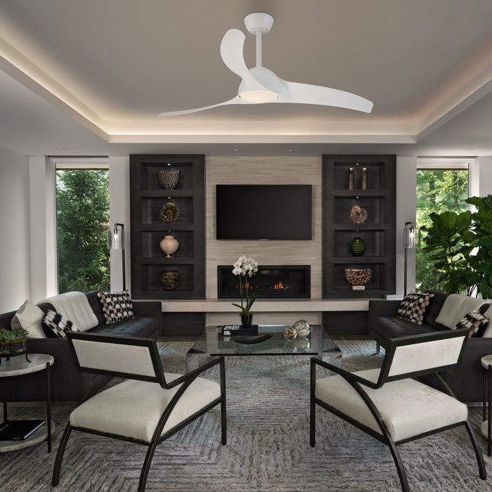 52in. 3-Blades White Dimmable Changeable 3000K/4000K/5000K LED Ceiling Fan with Remote Control