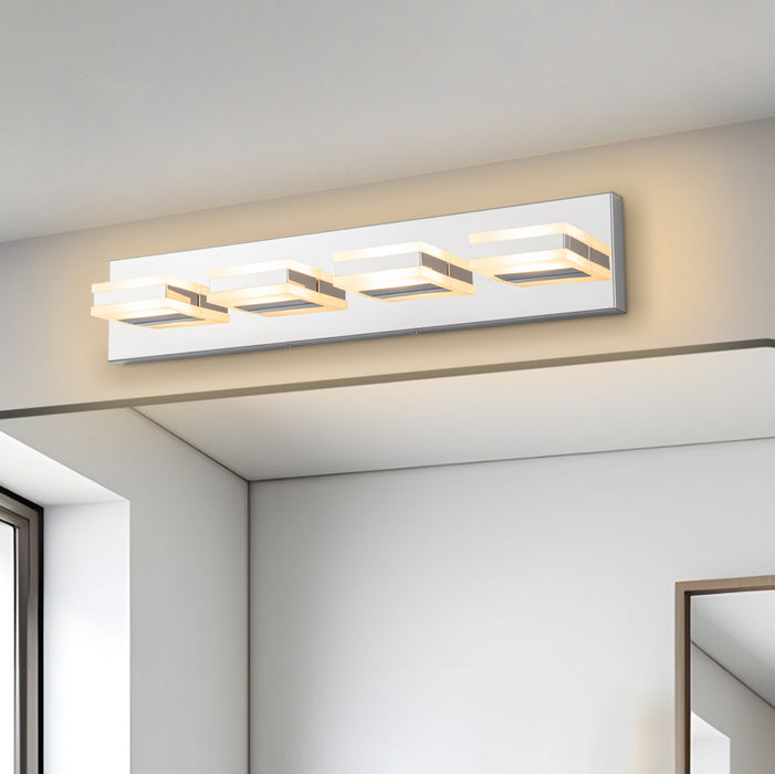 4-Light Stainless Steel 3000K LED Vanity Light
