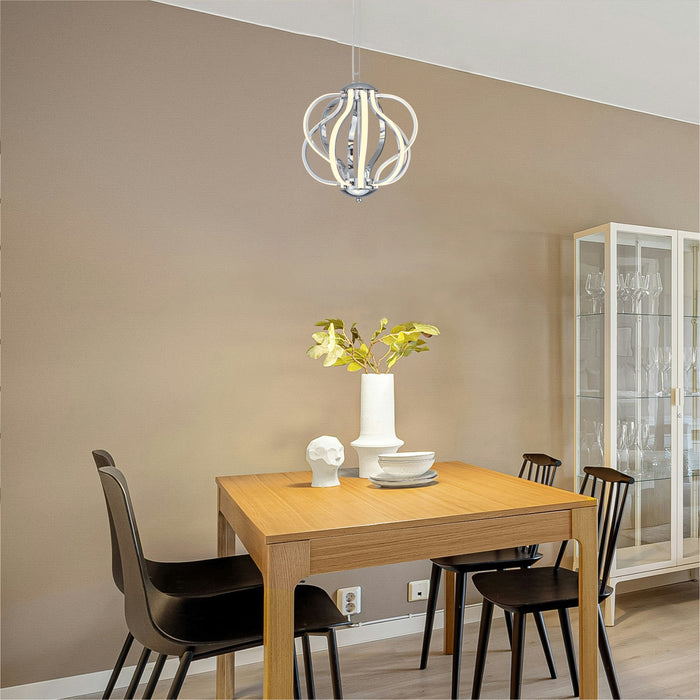 10-Light 14.25inch Chrome 3000K LED Chandelier Pendant Light