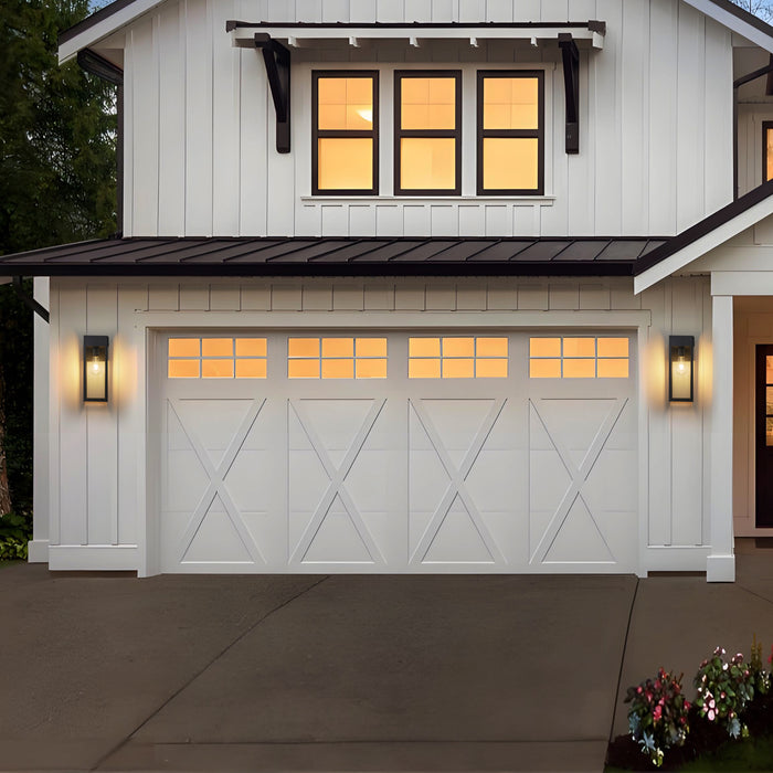 Black Outdoor Wall Lantern Sconce with GFCI Outlet