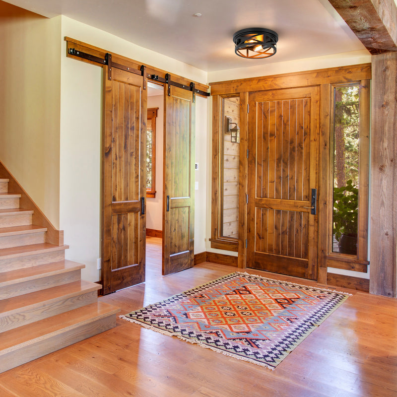 2-Pack Black Round Flush Mount Ceiling Light with Turnable Light Cap