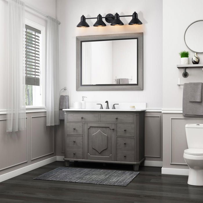 32 in. 4-Light Powder-coated Black Vanity Light Fixture