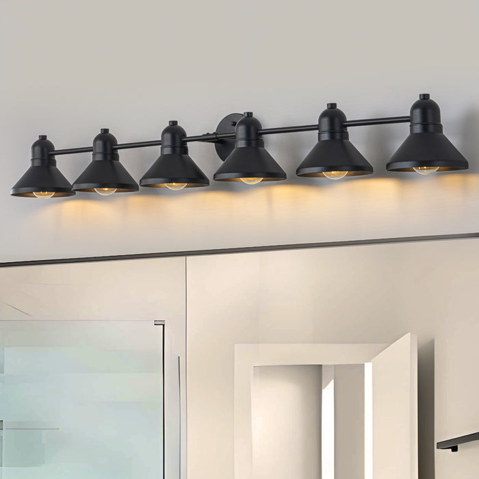 49 in. 6-Light Powder-coated Black Vanity Light Fixture