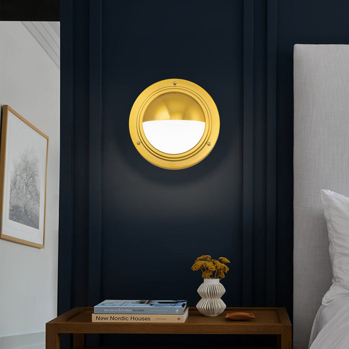 Integrated LED 3CCT Brushed Gold Wall Sconce with Frosted Glass