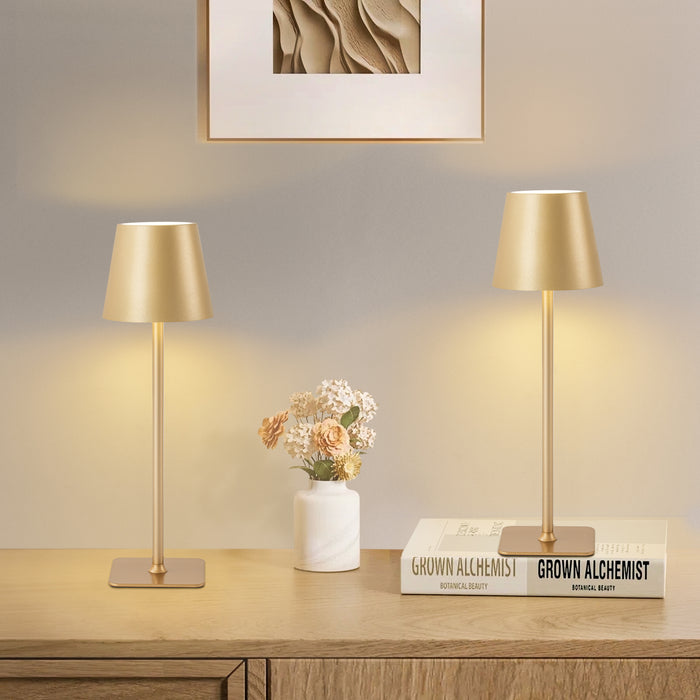 4-Pack 14” Gold LED Cordless Table Lamp, 3CCT Dimmable Portable Desk Lamps