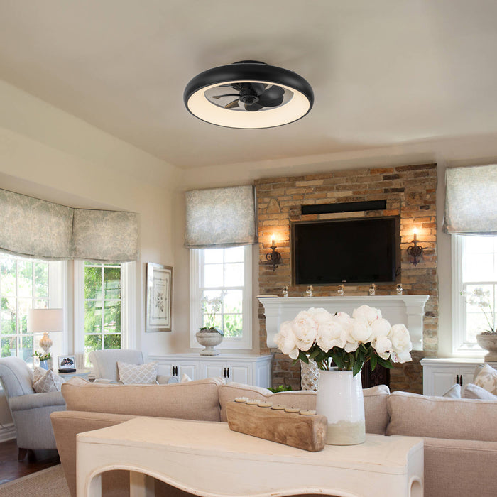 20in Dimmable LED RGB Black Smart Ceiling Fan with Light and Voice/App/Remote Control