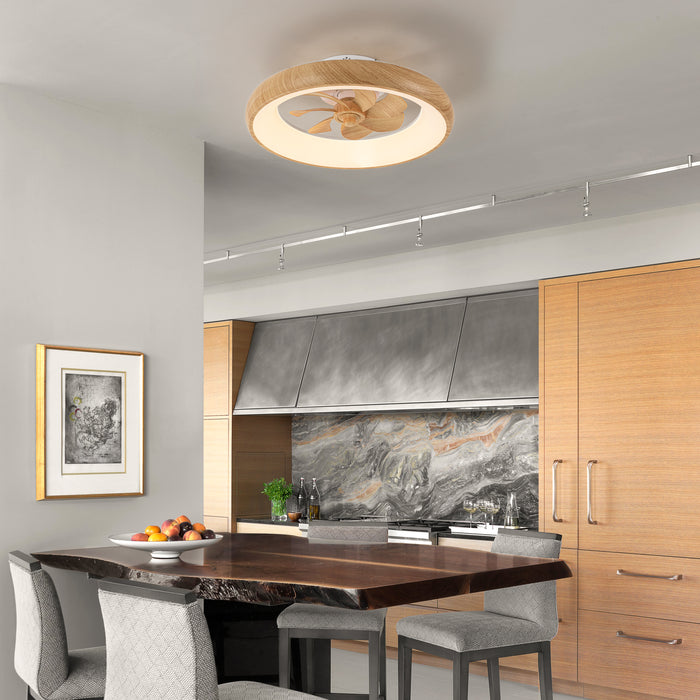 20in Dimmable LED RGB Woodgrain Smart Ceiling Fan with Light and Voice/App/Remote Control