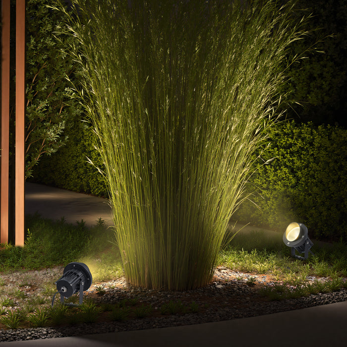 6-Pack Matte Black Outdoor LED Landscape Spotlight with Ground Stakes for Garden Pathway and Courtyard