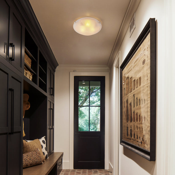 12 in. Brushed Nickel Flush Mount Ceiling Light with Alabaster Glass (6-Pack)