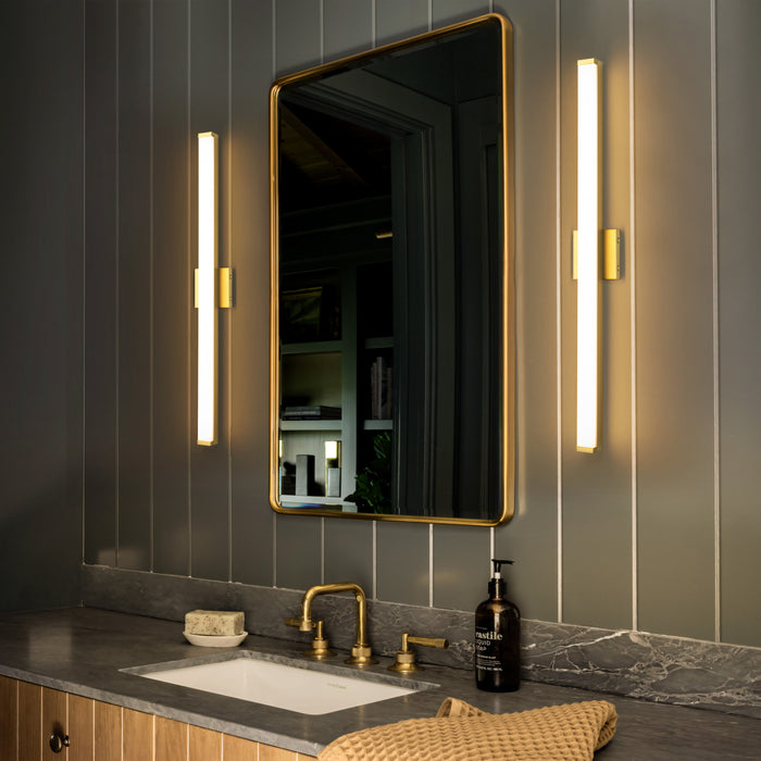 29.75” Brushed Gold LED Vanity Bar Light Indoor Wall Sconce with Acrylic Shade