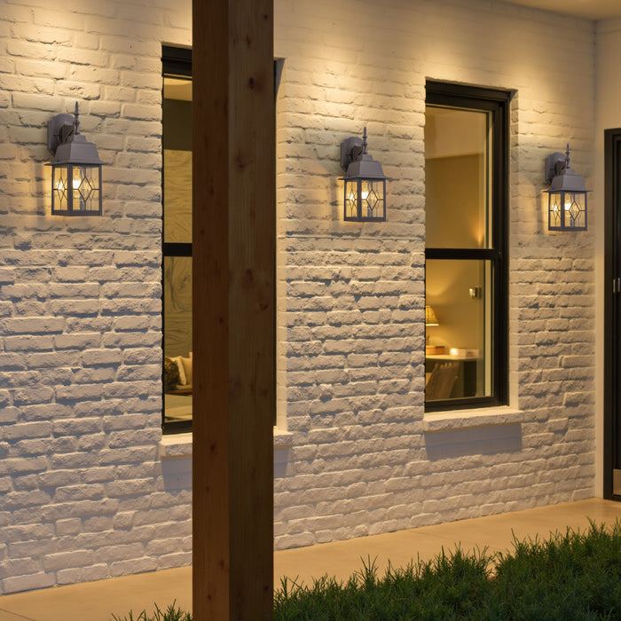 2-Pack 14in Oil-Rubbed Bronze Outdoor Wall Lantern with Seeded Glass for Porch, Patio, or Garage