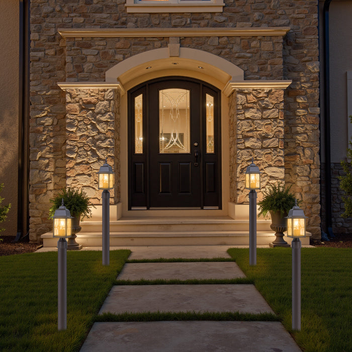 16in Oil-Rubbed Bronze Outdoor Post Light with Seeded Glass for Walkway, Backyard or Garden