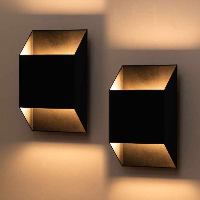 2-Light Matte Black Aluminum LED Outdoor Wall Lights(2-Pack)