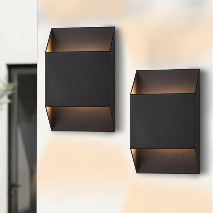 2-Light Matte Black Aluminum LED Outdoor Wall Lights(2-Pack)