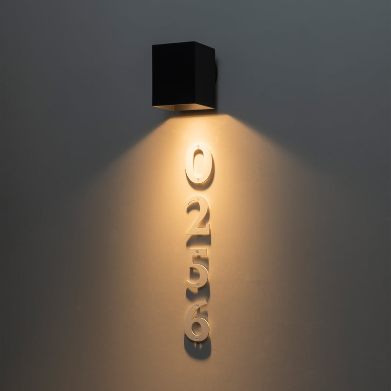 Matte Black Dusk to Dawn Outdoor Wall Sconce with Door Number (Bulb Included)