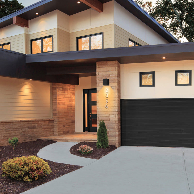 Matte Black Dusk to Dawn Outdoor Wall Sconce with Door Number (Bulb Included)