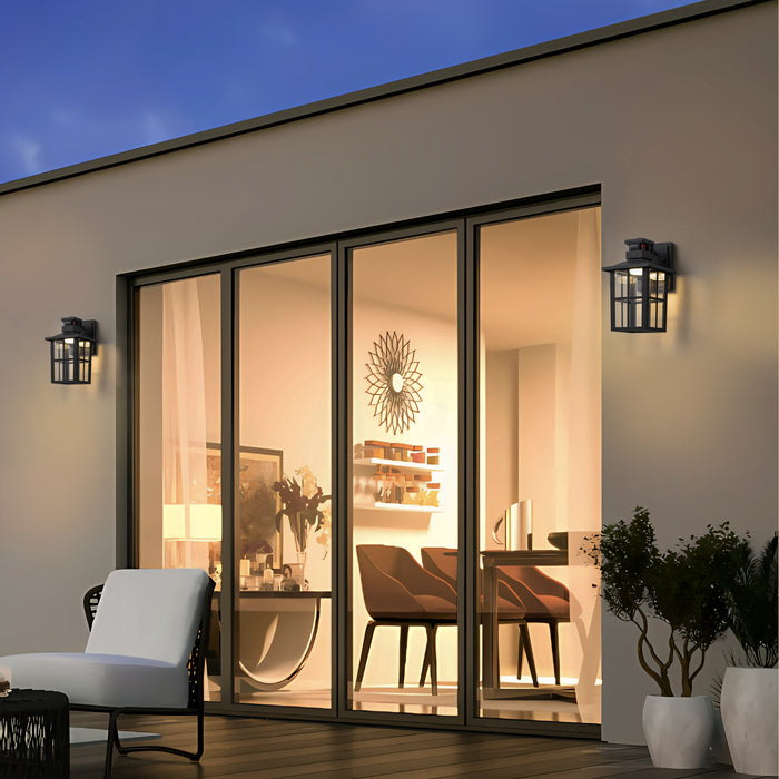 2 Pack Matte Black Motion Sensor Integrated LED Outdoor Wall Lights