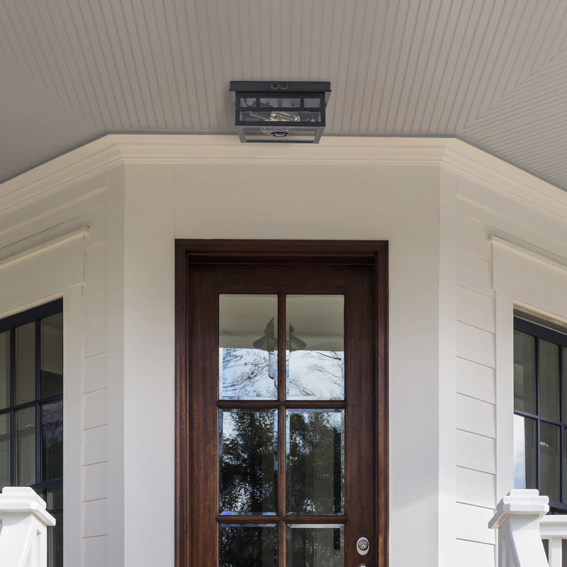 2-Light Motion Sensor Dusk to Dawn Outdoor Flush Mount Ceiling Light