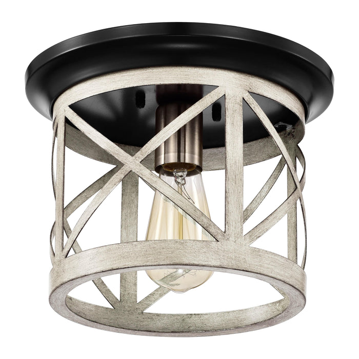 cattleyalighting 9.75 In. 1-Light Oil-Rubbed Bronze and Briarwood Finish Cage Drum Flush Mount