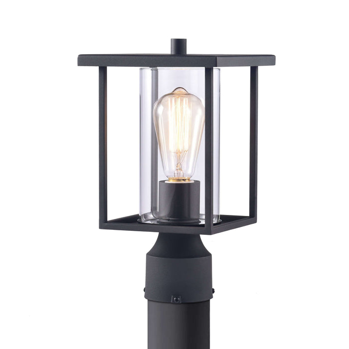 cattleyalighting 1-Light 7 in. Black Outdoor Post Lantern With Clear Glass